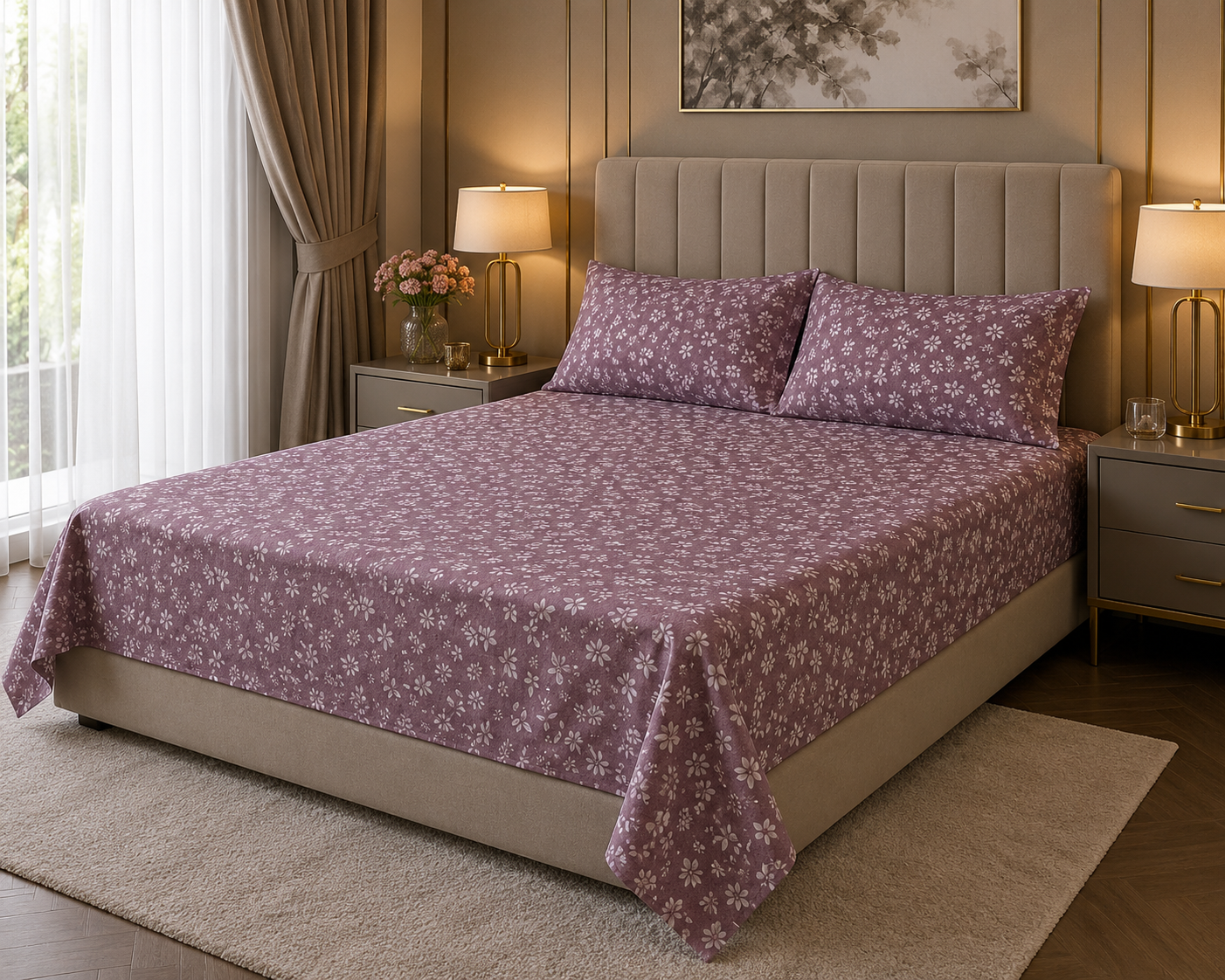 Gift Pack of King size Bed sheet with 2 Pillo