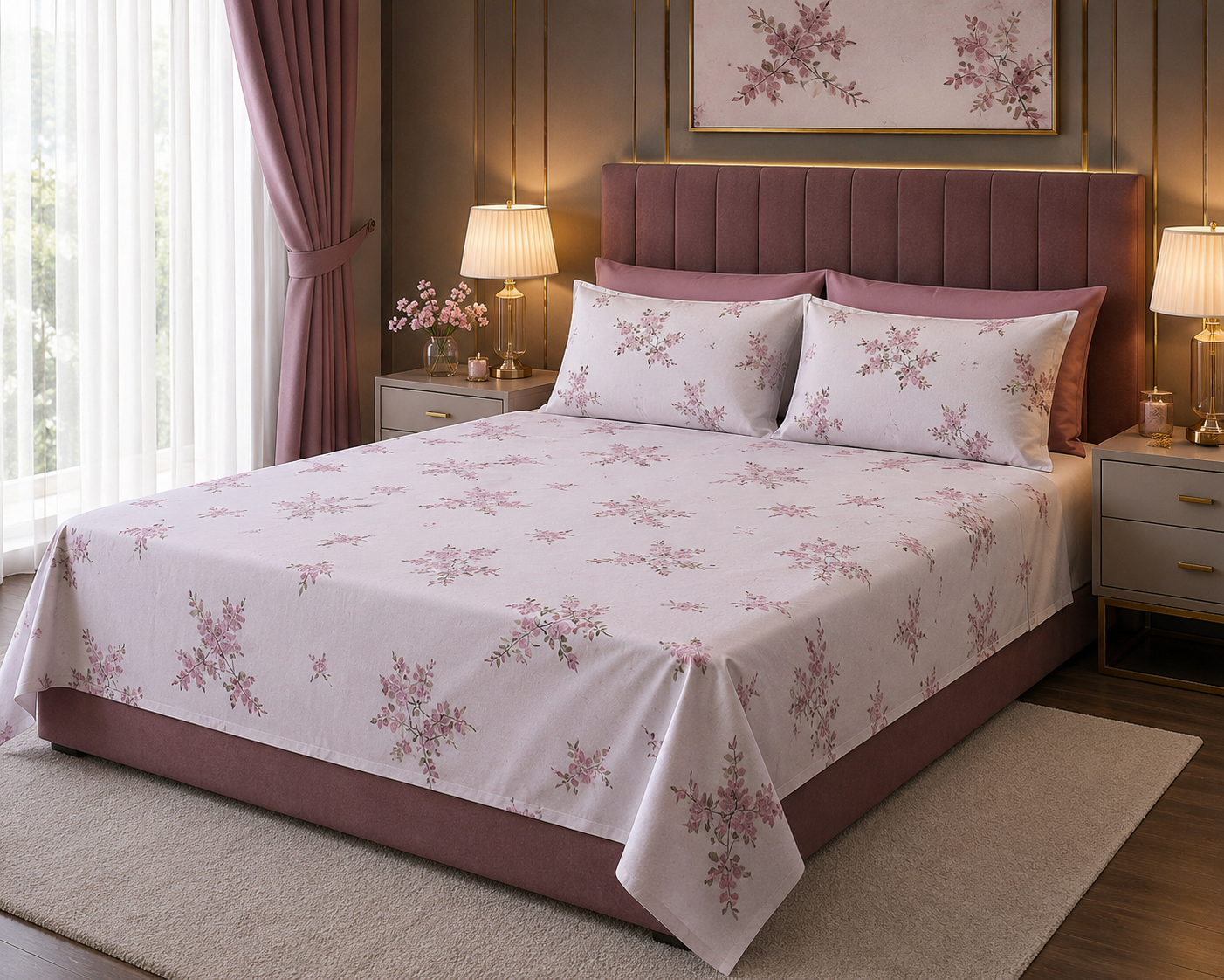 Gift Pack of King size Bed sheet with 2 Pillo
